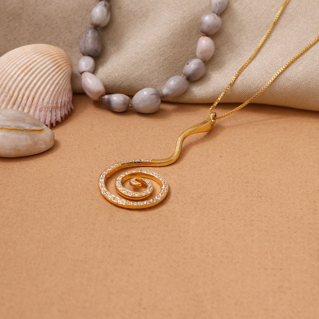 gold plating Spiral Diamond Pendant Necklace | Women's Jewelry Gift