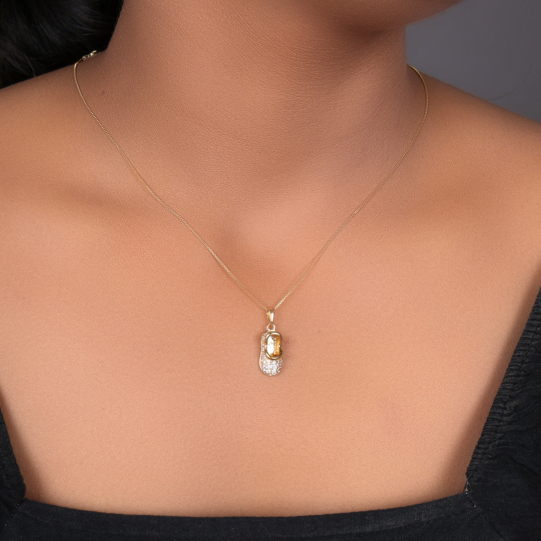 gold plating Baby Shoe Pendant Necklace | CZ Stone | Gift for Baby
