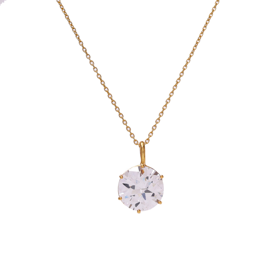 gold plating Solitaire Cubic Zirconia Necklace for Women | Gift