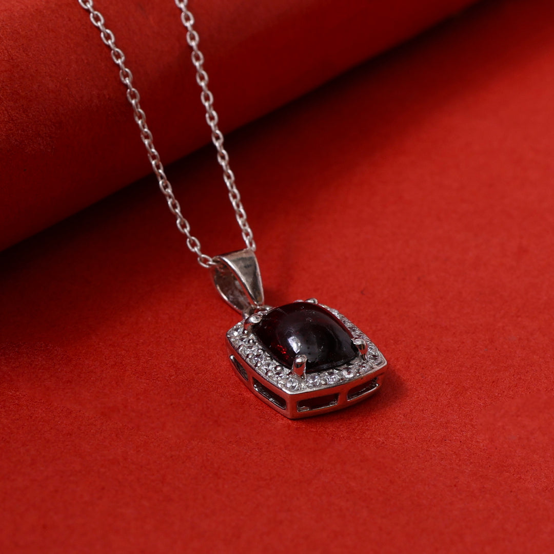 925 Silver Red Stone Pendant Necklace for Women | Gift Jewelry