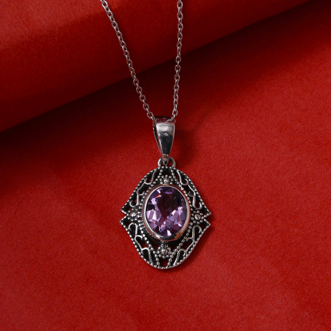 925 Silver Amethyst Pendant Necklace for Women | Gift Jewelry