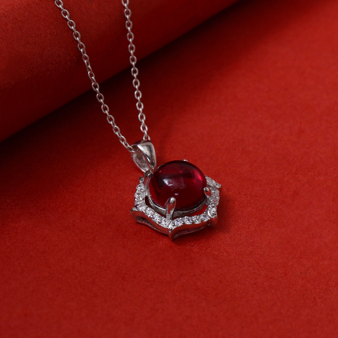 925 Silver Ruby Pendant Necklace for Women | Gemstone Jewelry