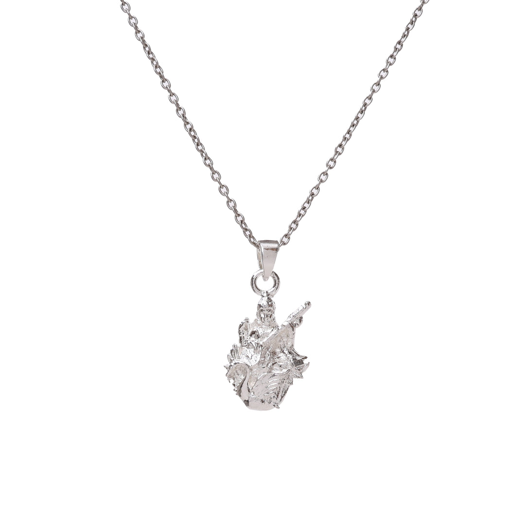 Handcrafted Silver Saraswati Veena Pendant – Traditional Temple Jewelry