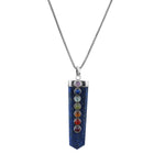 Load image into Gallery viewer, Lapis Lazuli 7 Chakra Point Pendant Necklace with Box Chain
