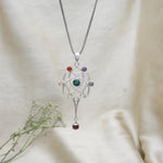 Load image into Gallery viewer, 925 Sterling Silver Celtic Pendant Necklace with 7 Chakra Gemstones
