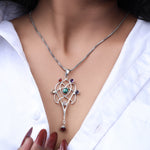 Load image into Gallery viewer, 925 Sterling Silver Celtic Pendant Necklace with 7 Chakra Gemstones
