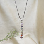 Load image into Gallery viewer, 925 Sterling Silver 7 Chakra Stone Bar Pendant Necklace for Women
