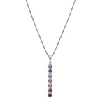 Load image into Gallery viewer, 925 Sterling Silver 7 Chakra Stone Bar Pendant Necklace for Women
