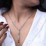 Load image into Gallery viewer, 925 Sterling Silver 7 Chakra Stone Bar Pendant Necklace for Women
