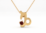 Load image into Gallery viewer, Gold Plated 925 Silver Capricorn Zodiac Necklace with Garnet colour Cubic Zirconia
