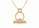 Load image into Gallery viewer, Libra Zodiac Pendant Necklace | Gold Plated 925 Silver &amp; Pink Cubic Zirconia
