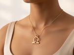 Load image into Gallery viewer, Libra Zodiac Pendant Necklace | Gold Plated 925 Silver &amp; Pink Cubic Zirconia
