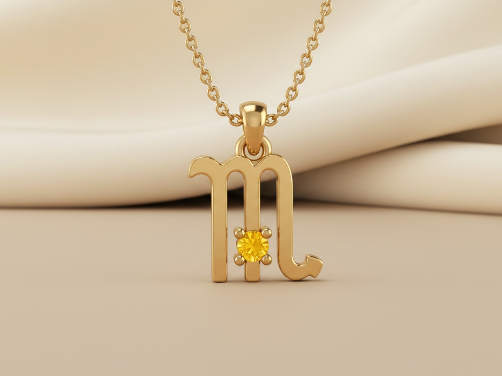 Scorpio Zodiac Necklace | Gold Plated 925 Silver with Yellow Cubic Zirconia