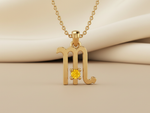 Load image into Gallery viewer, Scorpio Zodiac Necklace | Gold Plated 925 Silver with Yellow Cubic Zirconia
