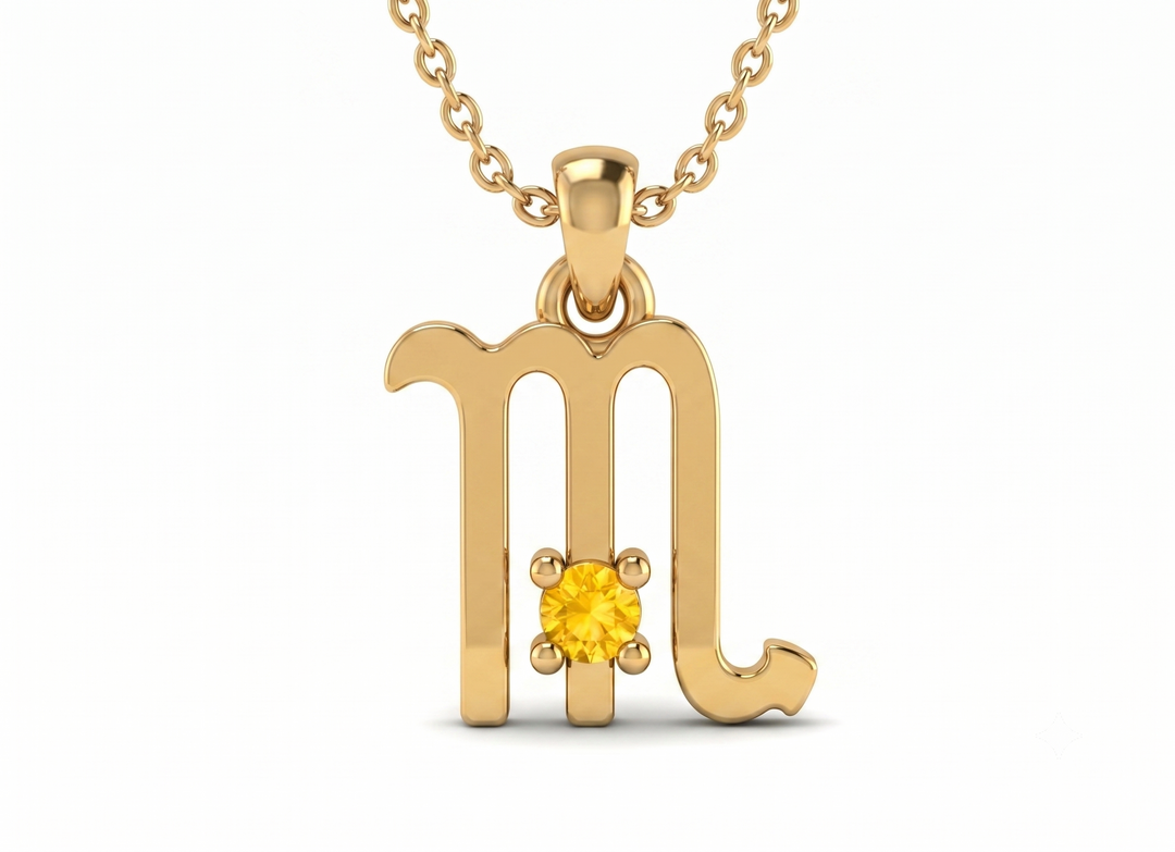 Scorpio Zodiac Necklace | Gold Plated 925 Silver with Yellow Cubic Zirconia