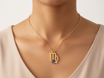 Load image into Gallery viewer, Virgo Zodiac Necklace Gold Plated 925 Silver with Tanzanite colour Cubic Zirconia
