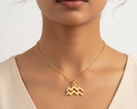 Load image into Gallery viewer, Aquarius Zodiac Pendant Necklace Gold Plated 925 Silver Astrology Jewelry
