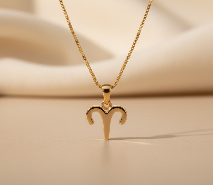 Gold Plated 925 Silver Aries Zodiac Necklace | Astrology Pendant