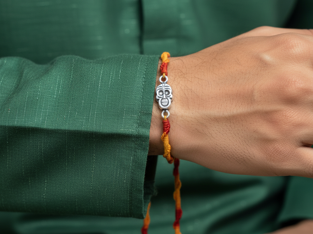 Skull Rakhi for Brother in 925 Sterling Silver for Raksha Bandhan