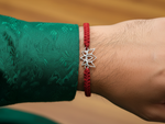 Load image into Gallery viewer, Lotus Flower 925 Silver Rakhi for Brother with Red Thread
