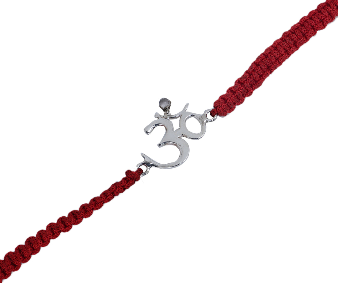 925 Sterling Silver Om Rakhi for Brother with CZ Stone