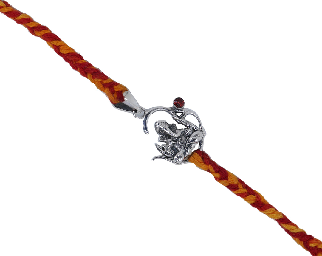 Sterling Silver Ganesha Rakhi with CZ for Brother