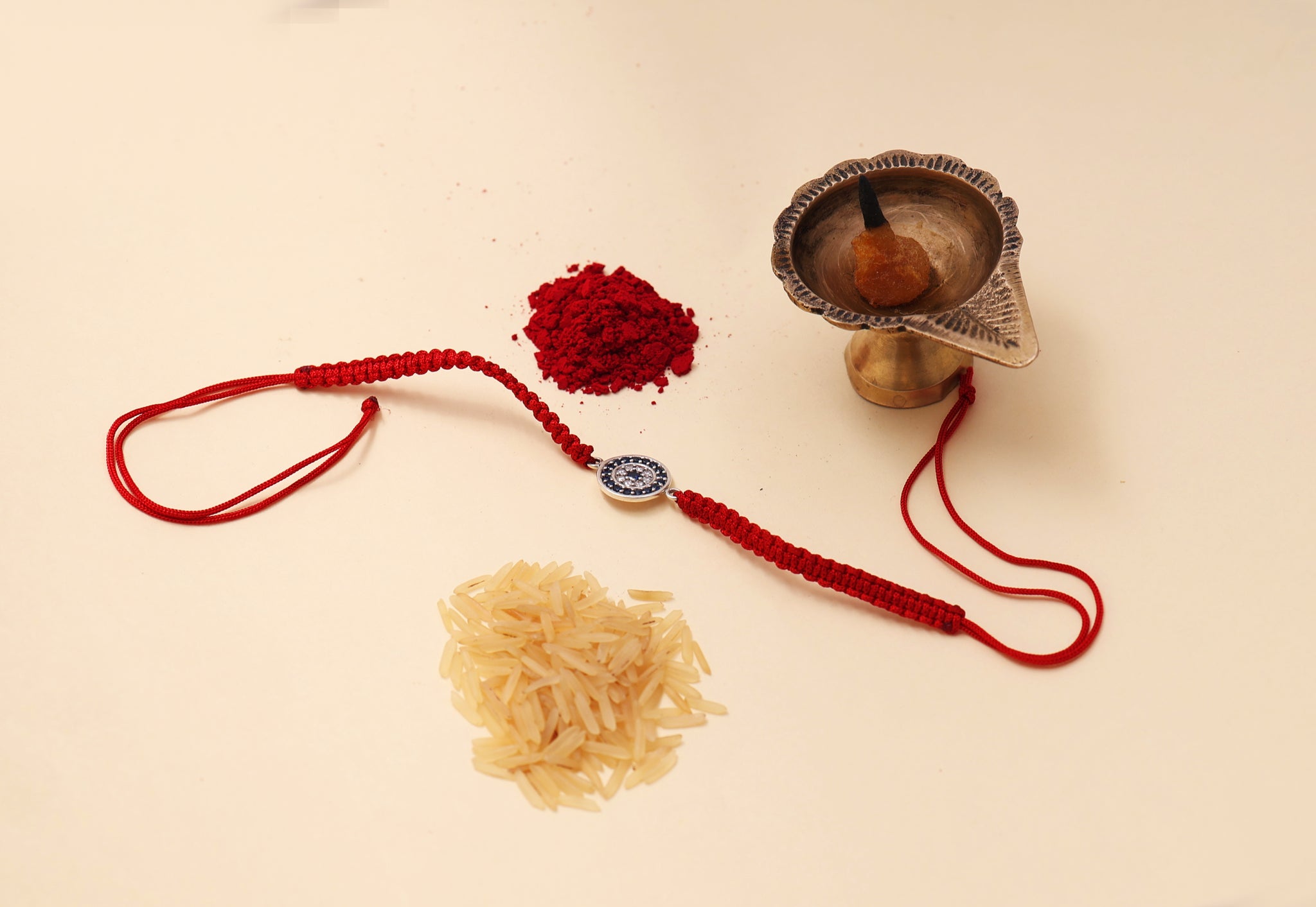 Sterling Silver Evil Eye CZ Rakhi for Brother for Raksha Bandhan
