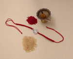 Load image into Gallery viewer, Sterling Silver Om Rakhi Bracelet for Brother with CZ Stones
