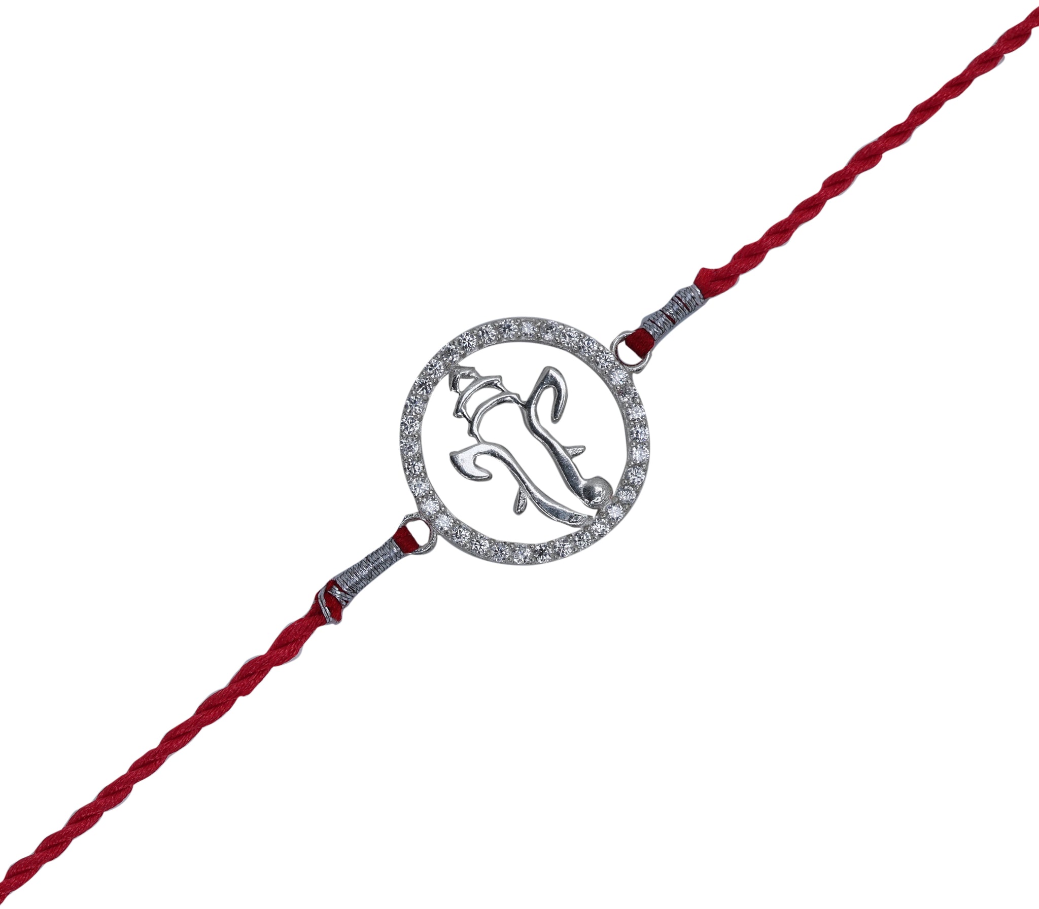 925 Sterling Silver Ganesha Rakhi with CZ for Brother