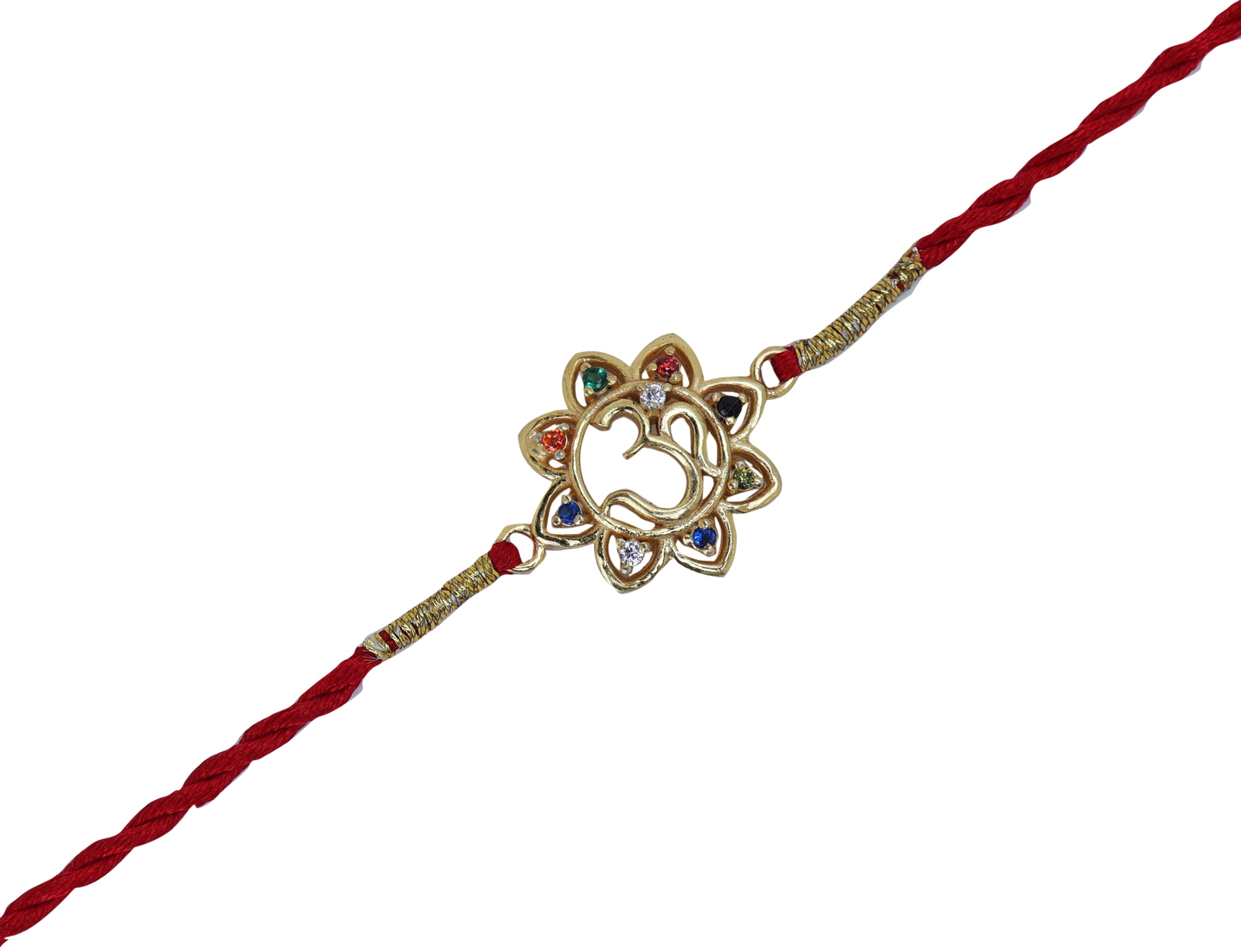 Gold-Plated 925 Silver Om CZ Rakhi for Brother | Raksha Bandhan