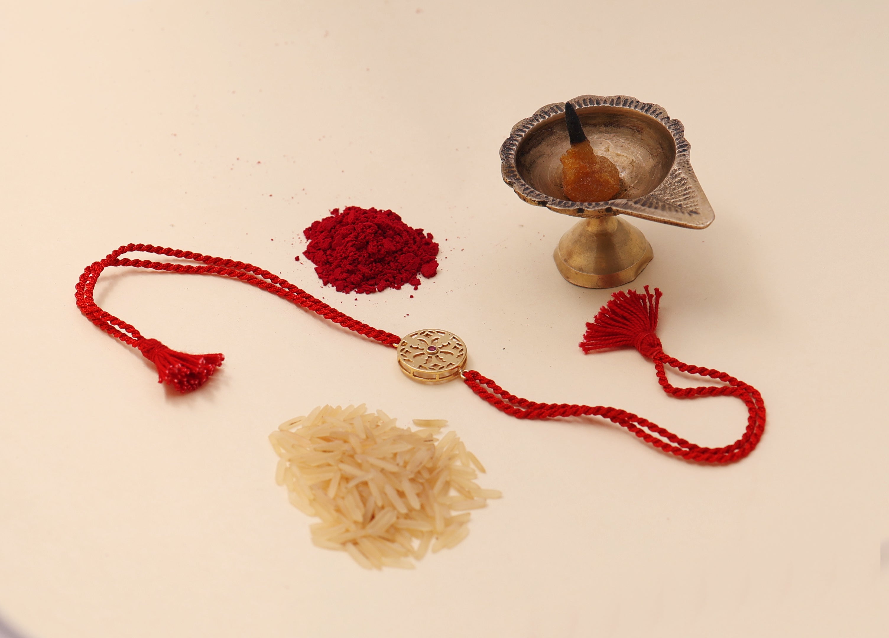 Mandala CZ Rakhi in Gold Plated 925 Sterling Silver for Brother