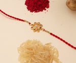 将图像加载到图库查看器中， Gold Plated 925 Silver Trishul Navratna CZ Rakhi for Brother
