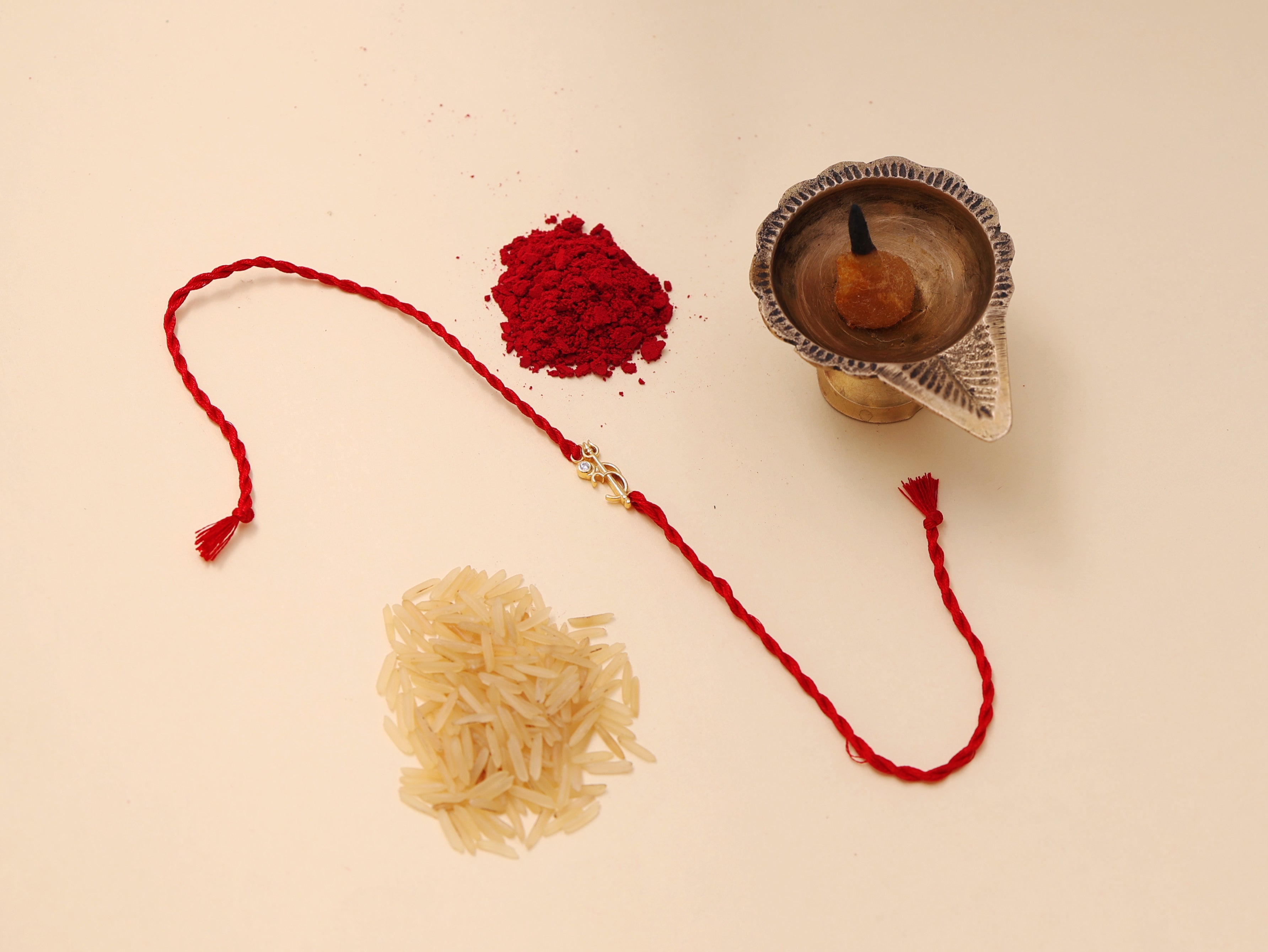 Shiva Trishul Om 925 Silver CZ Rakhi for Brother, Gold-Plated