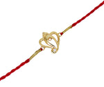 将图像加载到图库查看器中， Gold Plated 925 Silver Ganesha Rakhi with CZ for Brother
