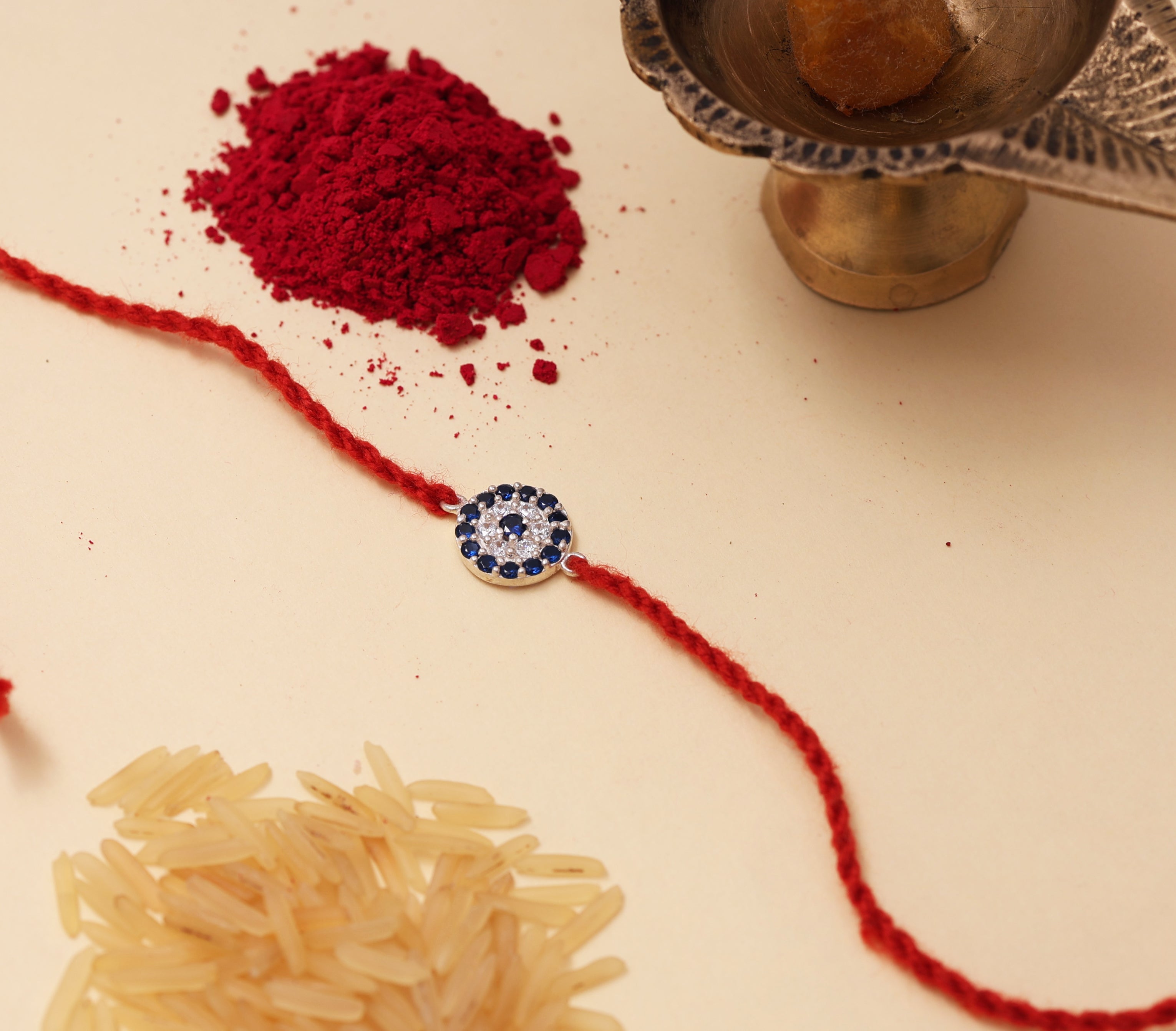 Evil Eye CZ Rakhi in 925 Sterling Silver for Raksha Bandhan