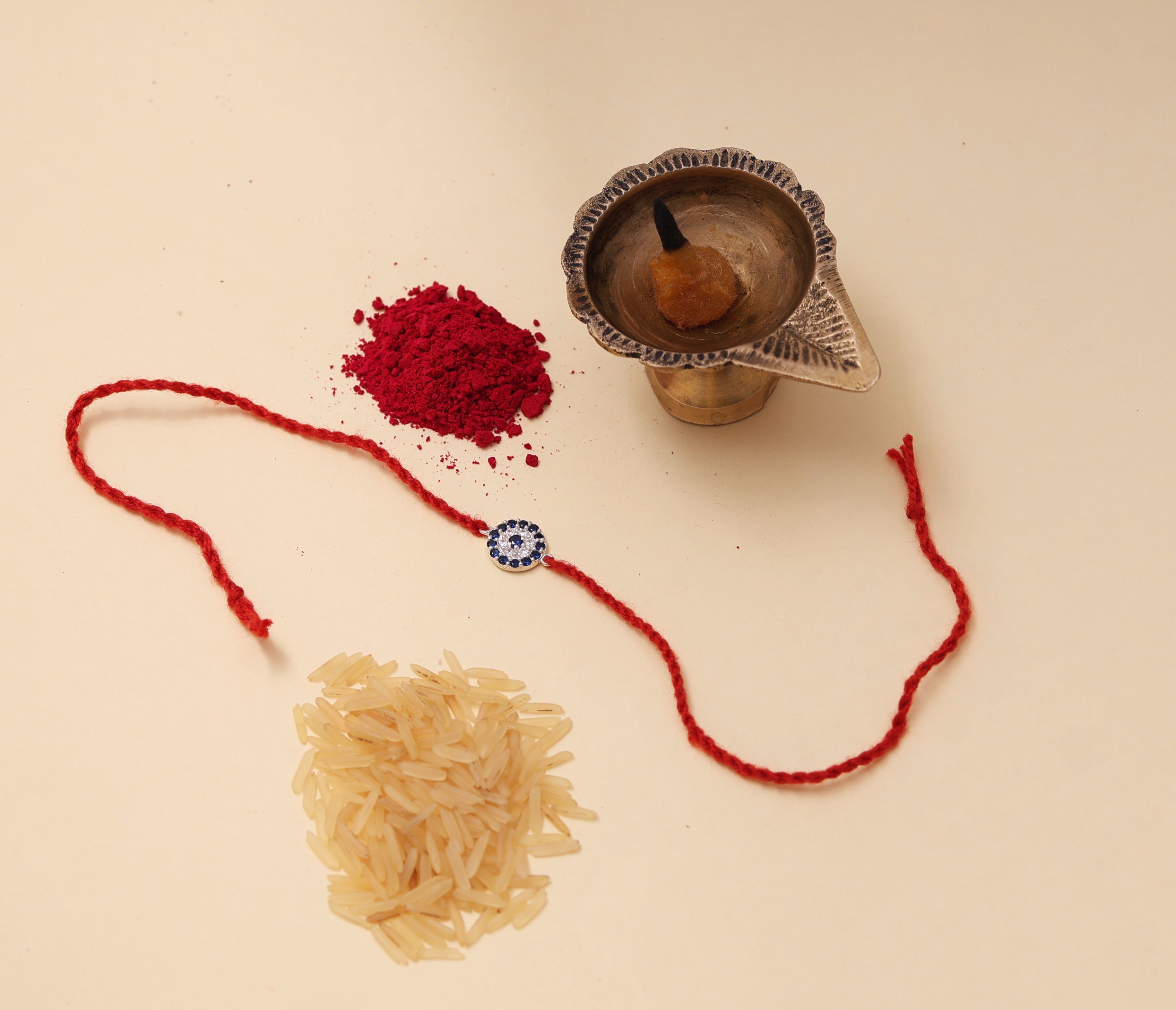 Evil Eye CZ Rakhi in 925 Sterling Silver for Raksha Bandhan