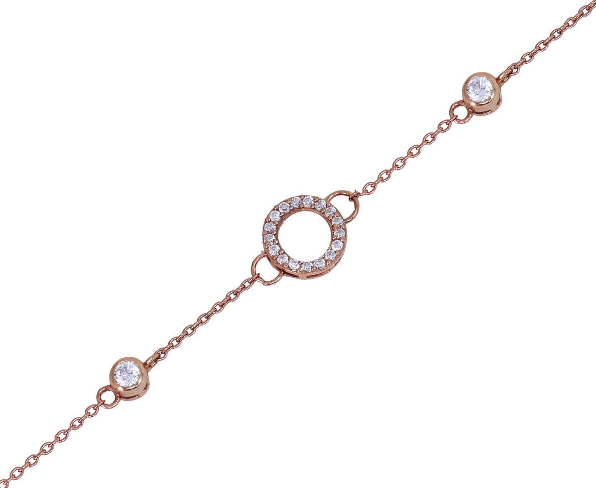 Eternity circle cz rakhi for brother in rose gold 925 silver
