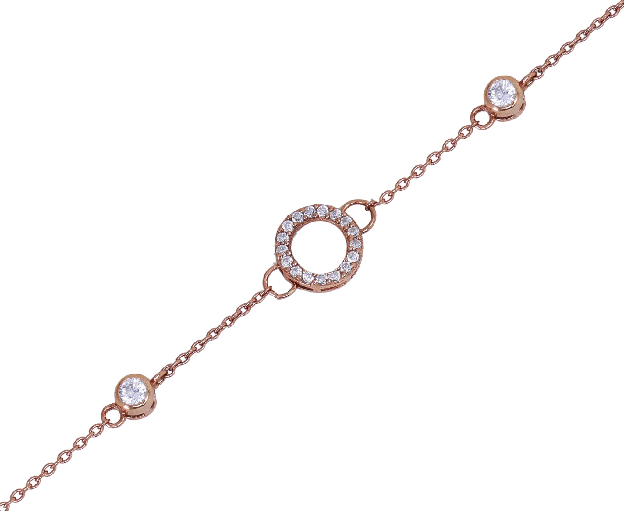 Eternity Circle CZ Rakhi for Brother in Rose Gold 925 Silver