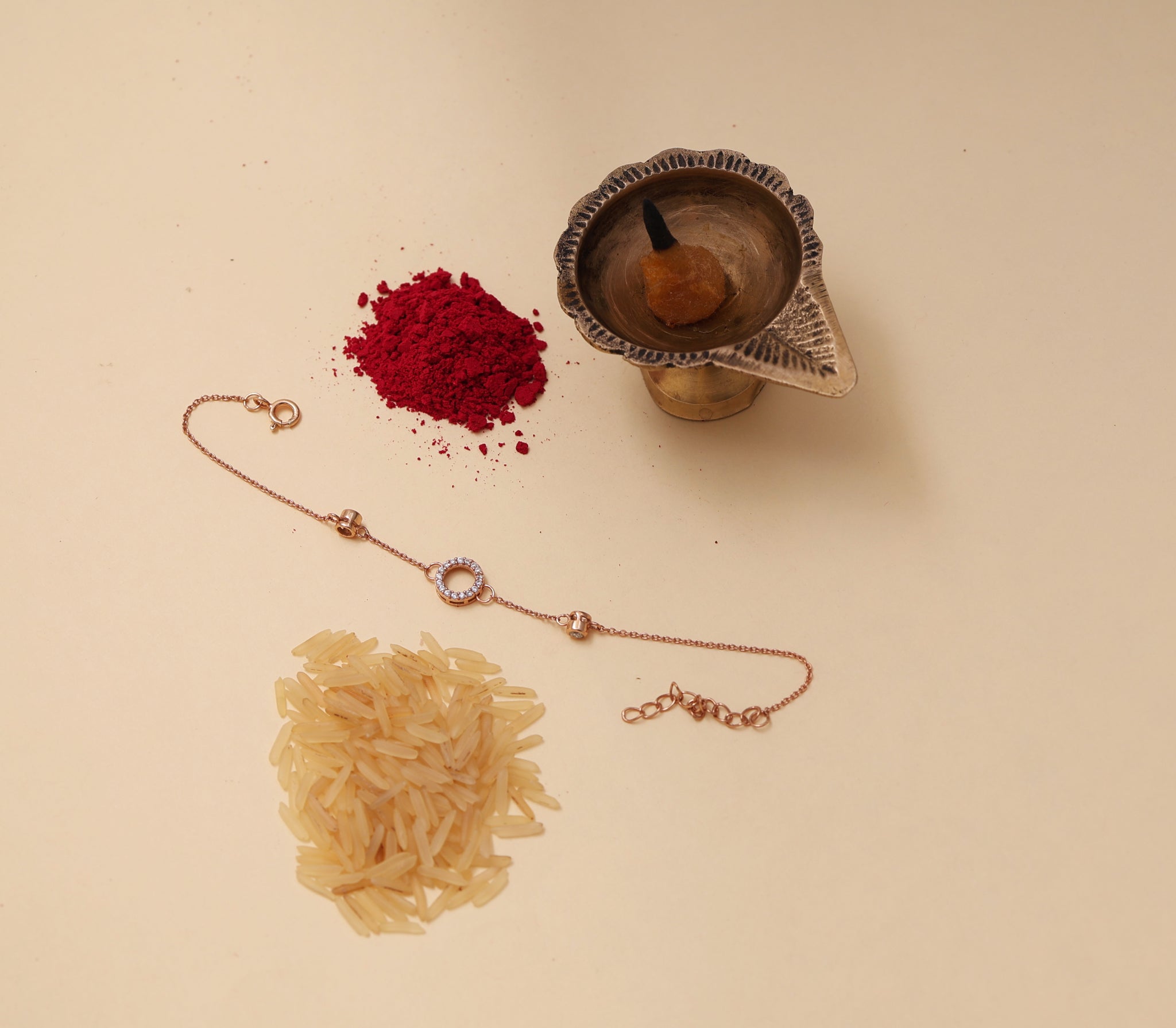 Eternity Circle CZ Rakhi for Brother in Rose Gold 925 Silver