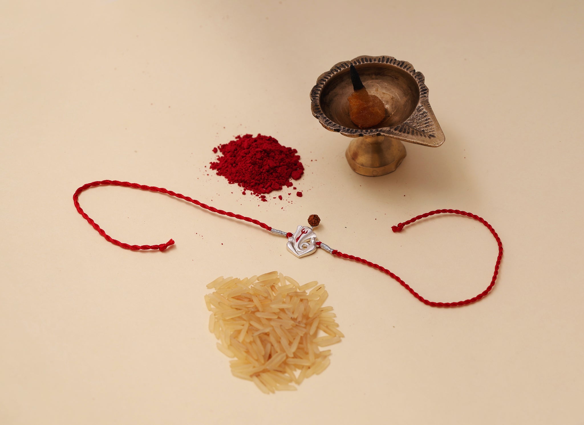 Shiva Trishul Rudraksha 925 Sterling Silver Rakhi for Brother