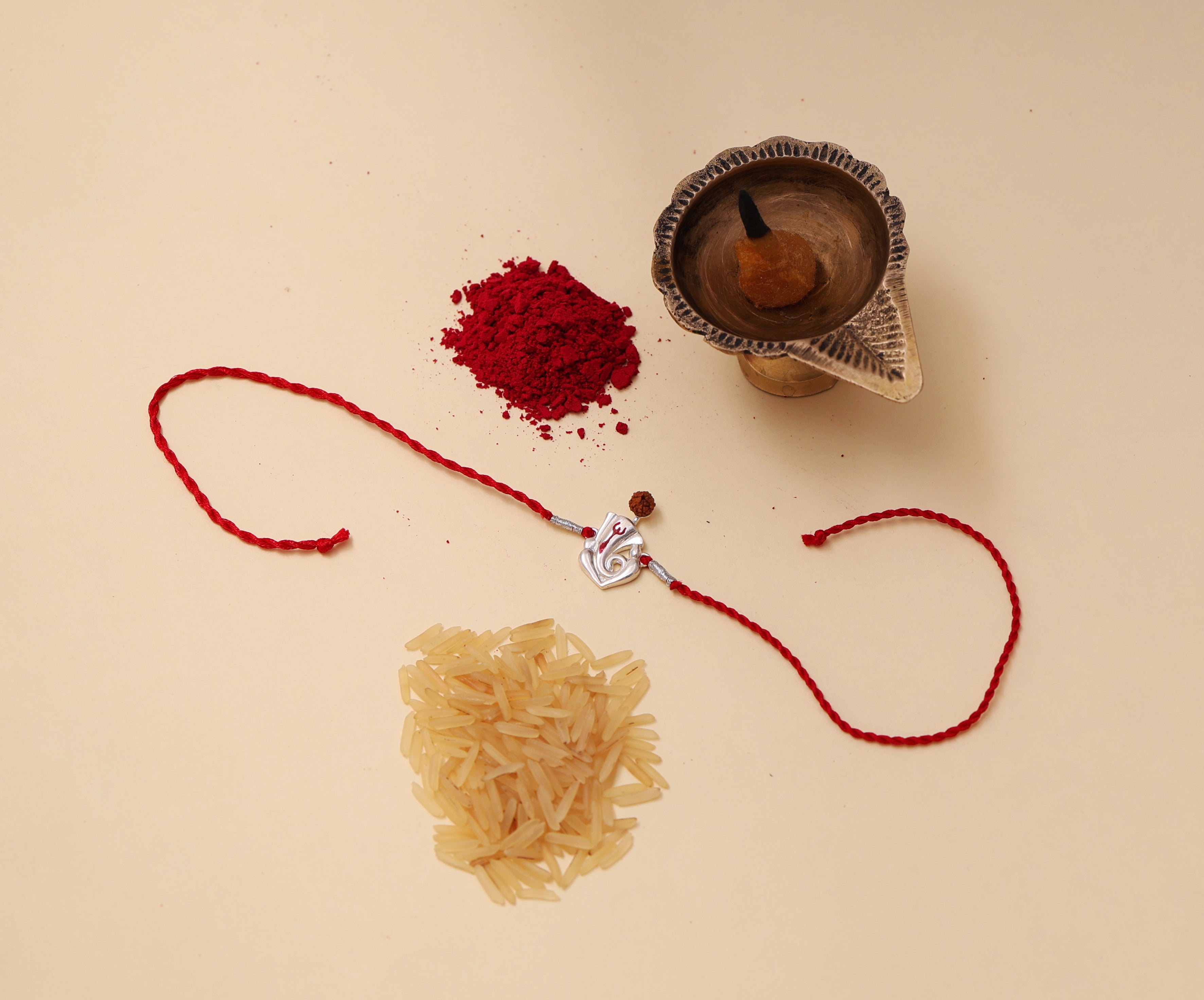 Shiva Trishul Rudraksha 925 Sterling Silver Rakhi for Brother