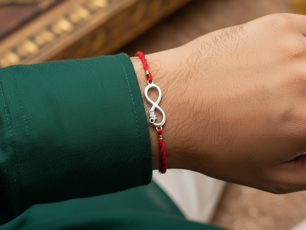 Infinity BRO 925 Sterling Silver Rakhi with CZ for Brother
