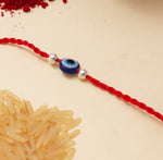Load image into Gallery viewer, Evil Eye Rakhi for Brother in 925 Sterling Silver | Red Thread
