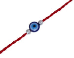 Load image into Gallery viewer, Evil Eye Rakhi for Brother in 925 Sterling Silver | Red Thread
