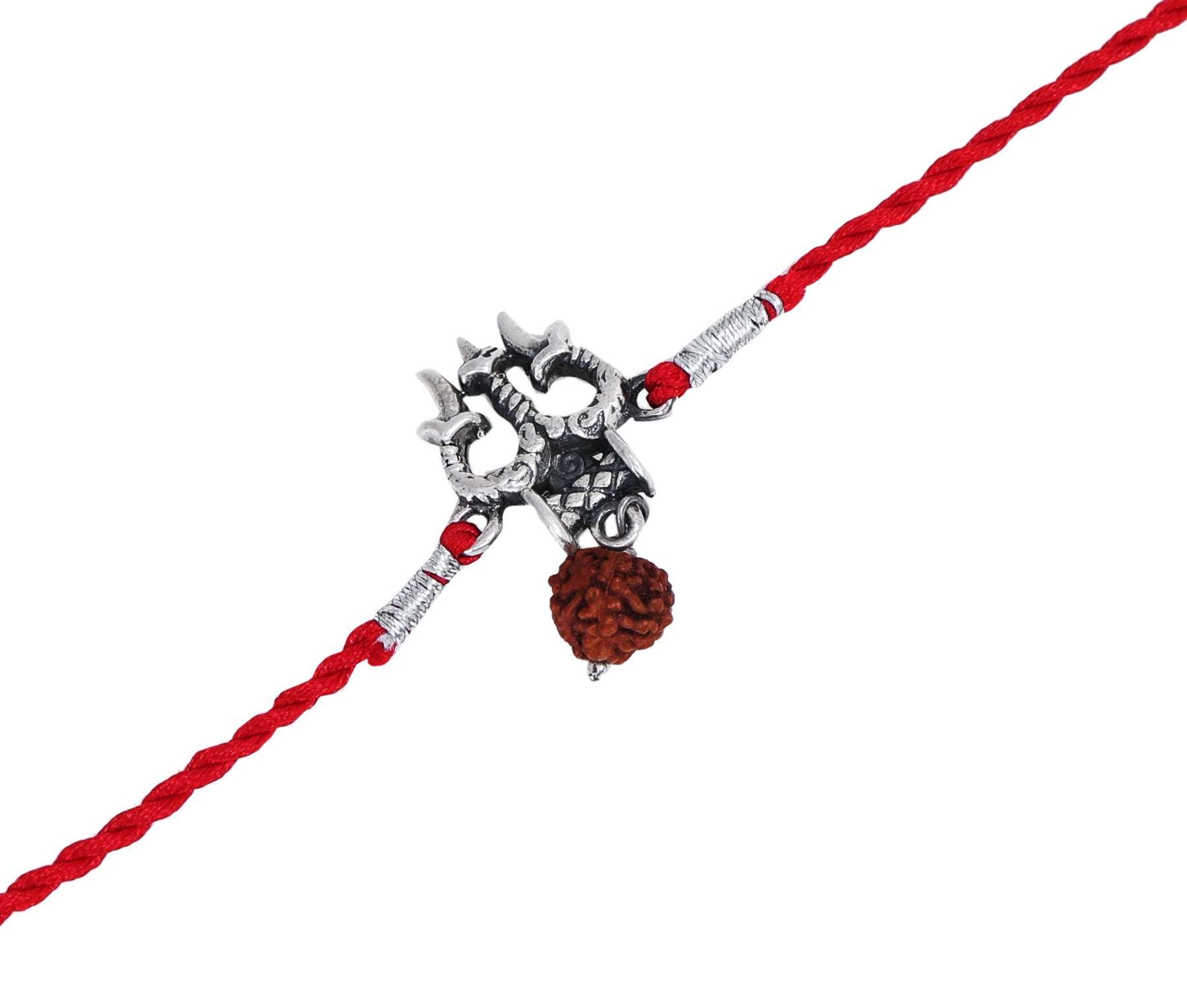 Shiva Om Trishul Rakhi 925 Silver for Brother Raksha Bandhan Gift