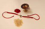Load image into Gallery viewer, Gold Plated 925 Silver Ganesha CZ Rakhi for Brother Raksha Bandhan
