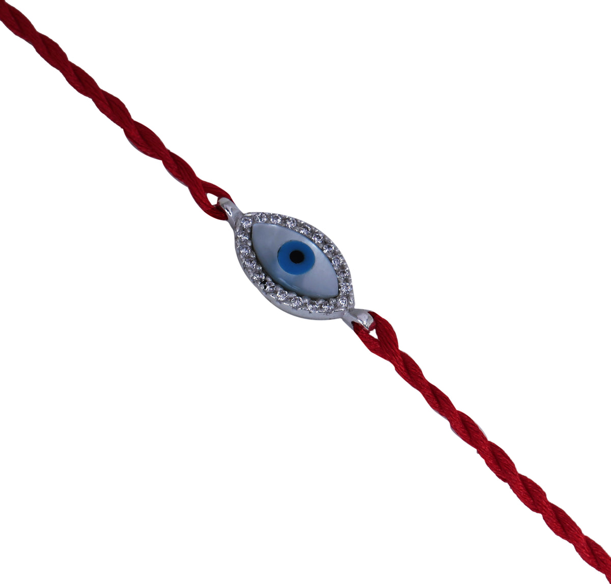 Evil eye rakhi 925 sterling silver cz bracelet for brother