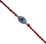 Load image into Gallery viewer, Evil Eye Rakhi 925 Sterling Silver CZ Bracelet for Brother
