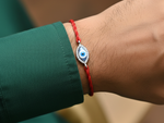 Load image into Gallery viewer, Evil Eye Rakhi 925 Sterling Silver CZ Bracelet for Brother

