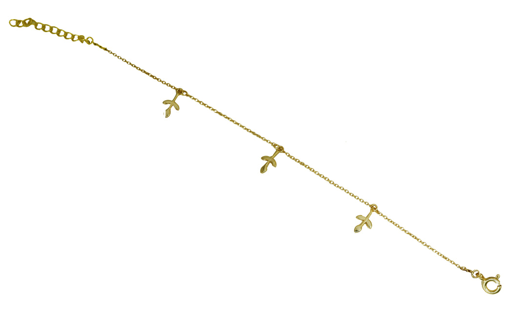 Leaf Charm Rakhi Bracelet in Gold Plated 925 Silver for Brother